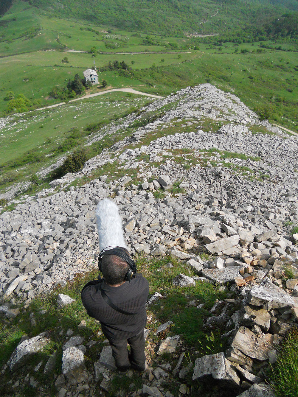 Giulio Aldinucci taking field recordings in Monte Labro (Grosseto) - May 2013