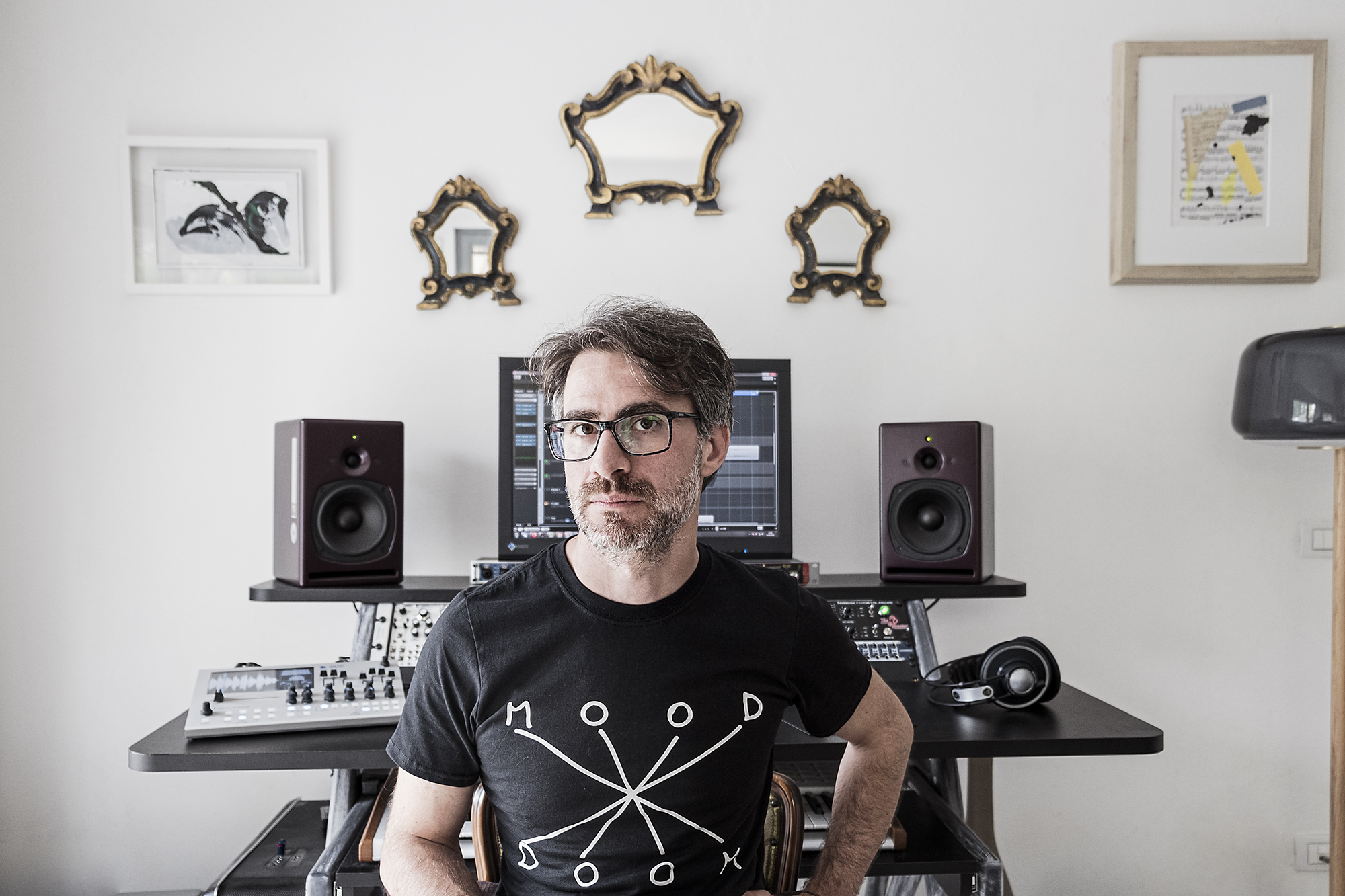 Giulio Aldinucci in studio (around Siena) - June 2020, extemporaneous self-portrait (=selfie)